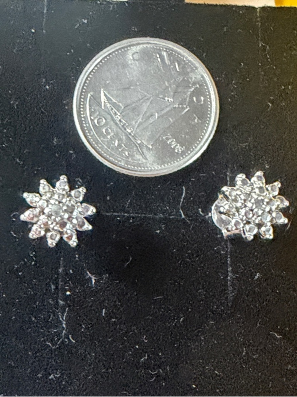 1930's Diamond Flower Cluster Sterling Silver Stud Earrings
